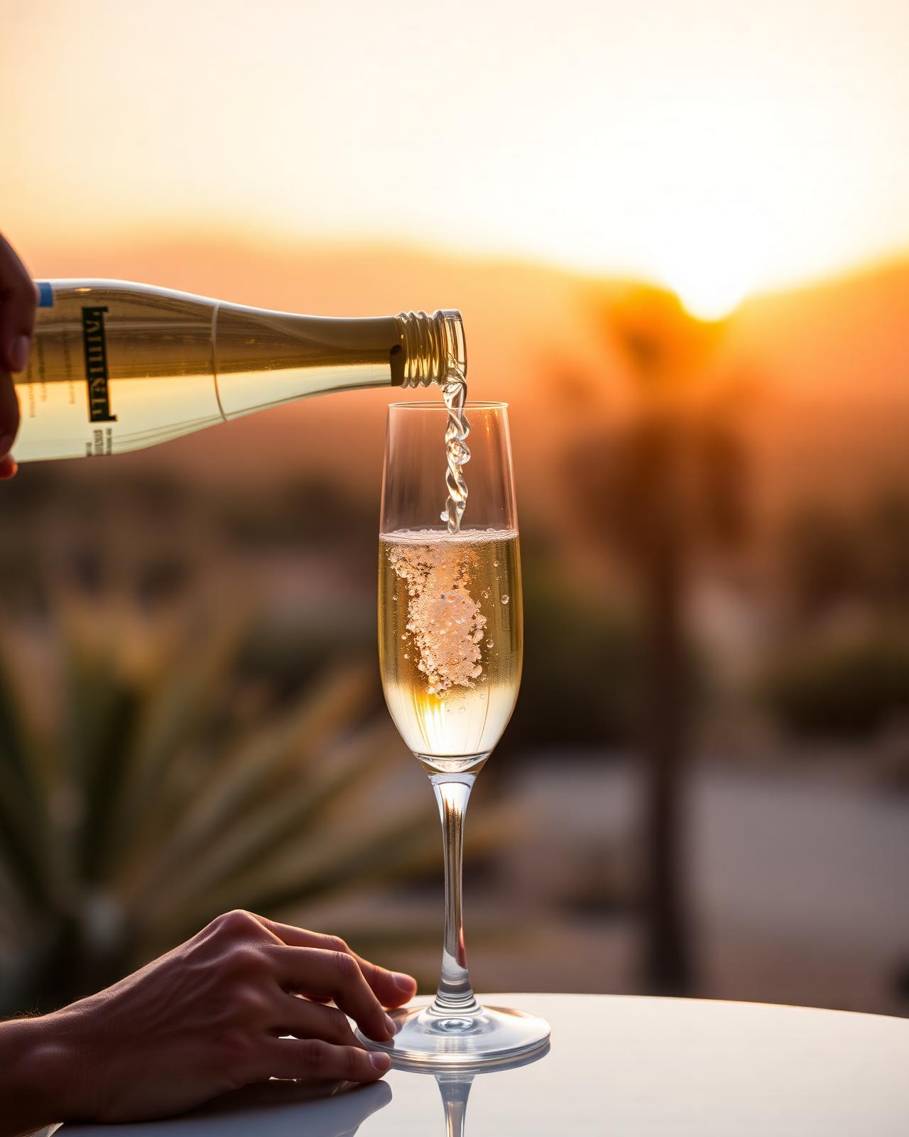 Champagne at sunset