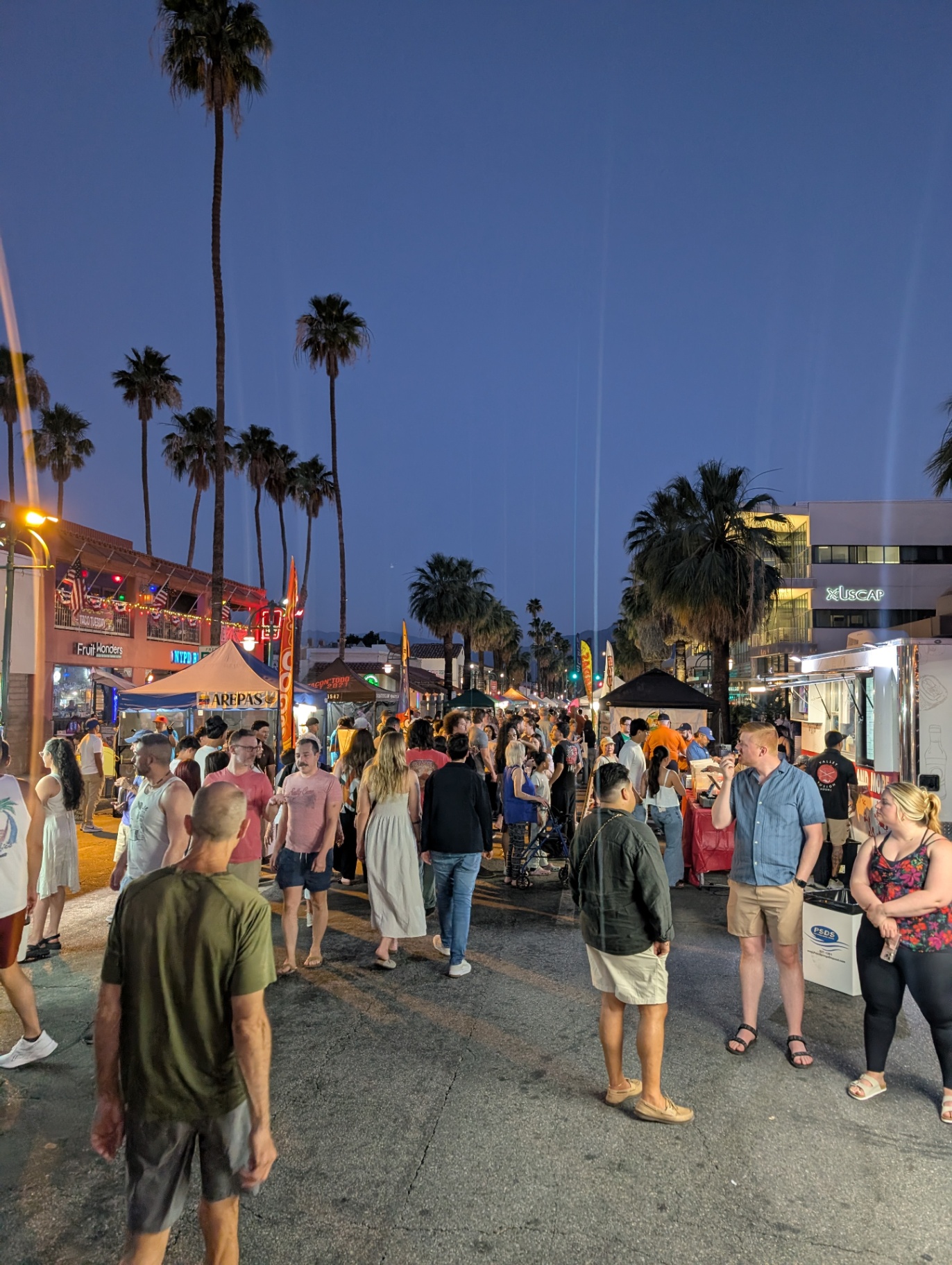 Palm Springs Night Market at blue hour